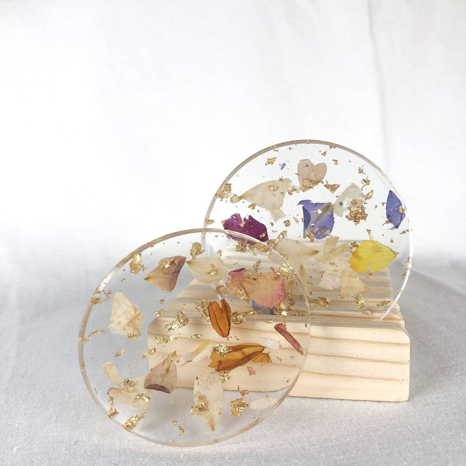 Flower Petal + Gold Leaf Coasters
