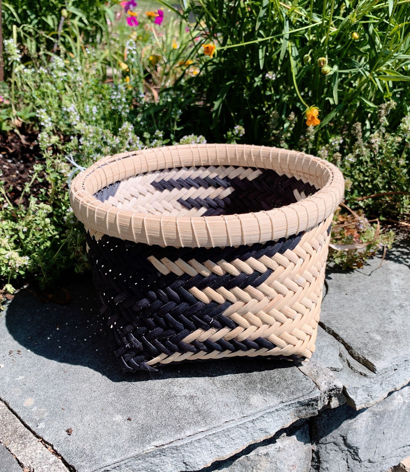 Folded Black and White Square Basket