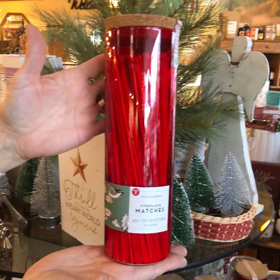 Fireplace Matches with Christmas Red Jar