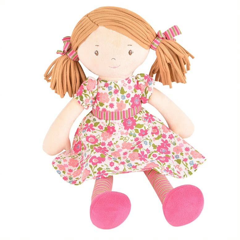 Fran Lt Brown Hair with Dark Pink &amp; Green Dress