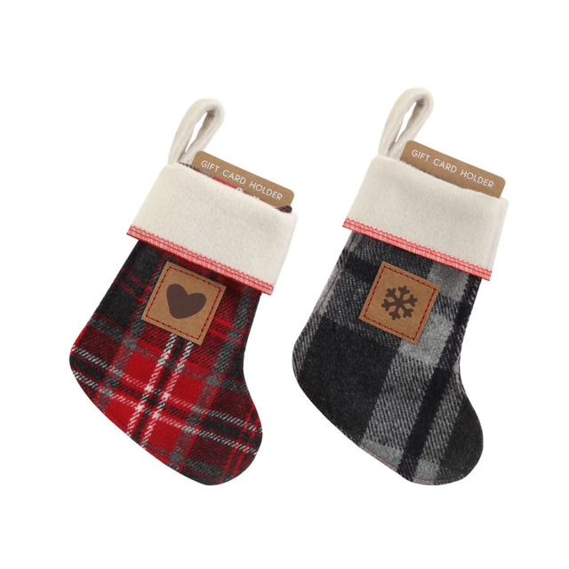 Fa la &amp; Ho ho Plaid Stocking Ornament Gift Card Holders