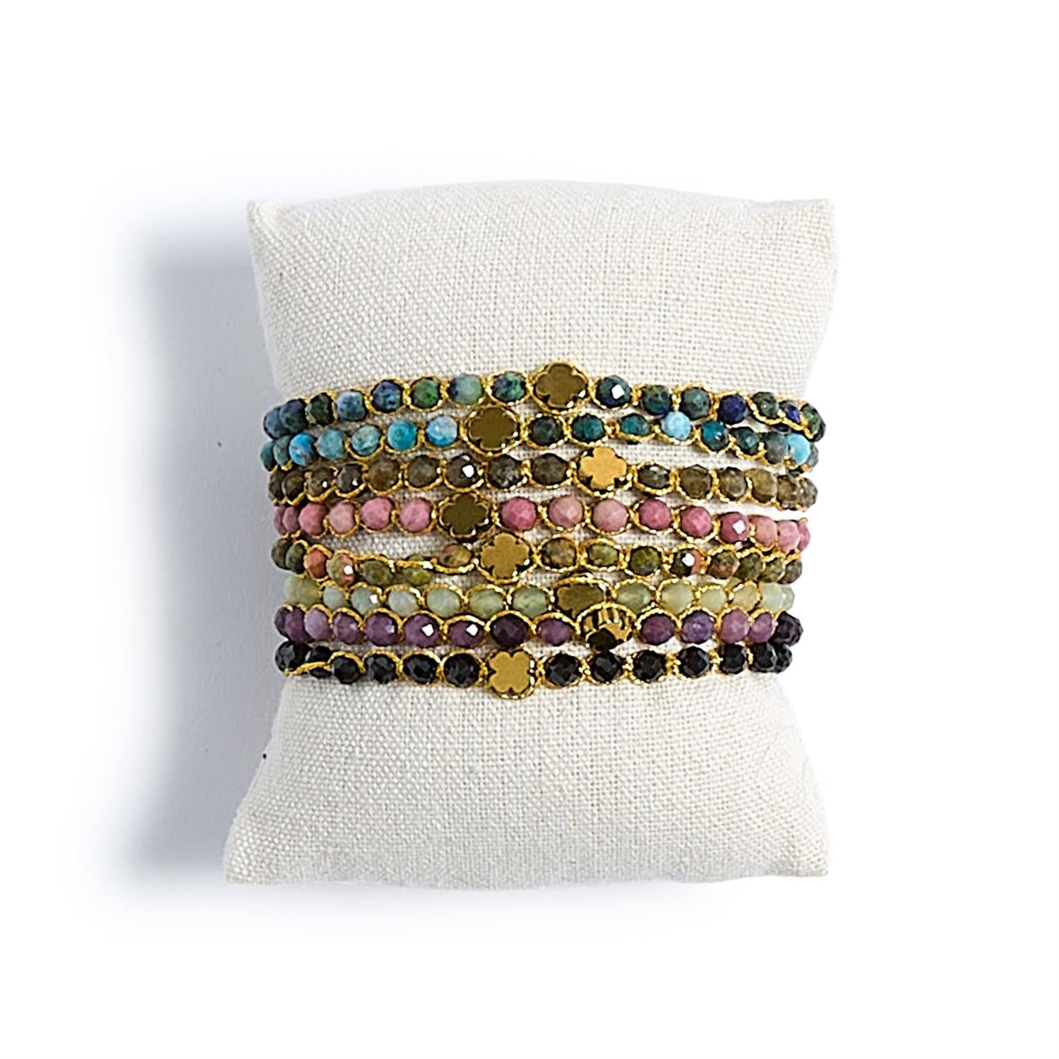 Golden Clover Adjustable Natural Stone Bracelet