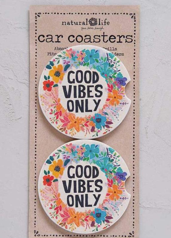 Good Vibes Car Coasters