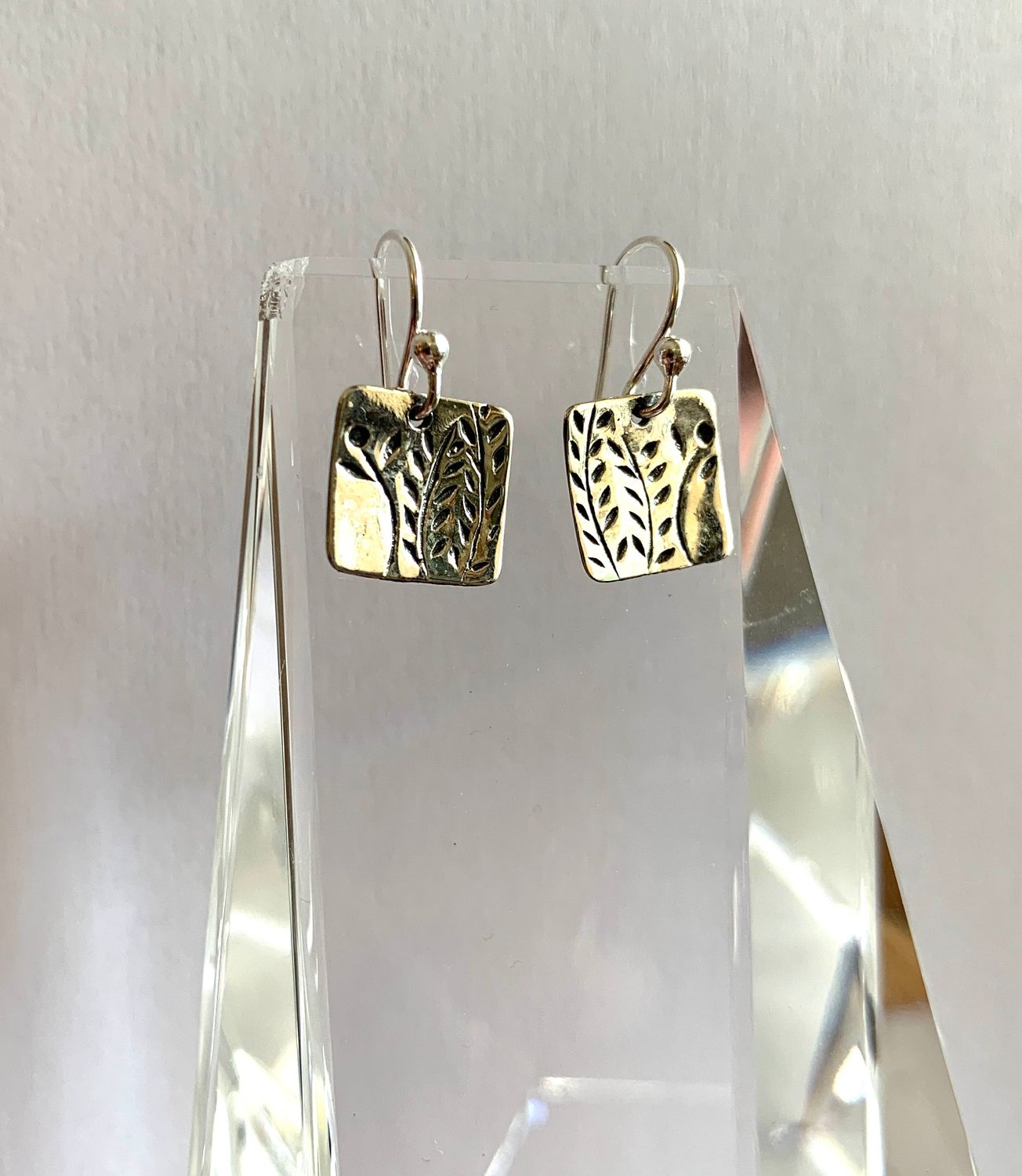 French Wire Earrings with Fern Design