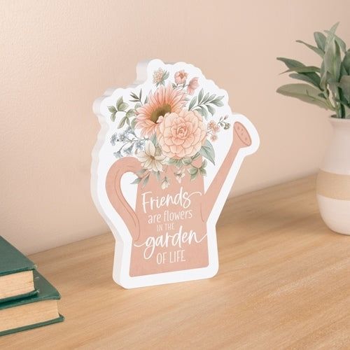 Friends are Flowers Watering Can Wooden Decor