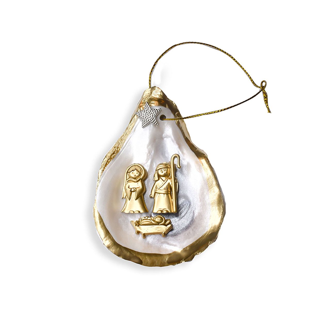 Gold Nativity Oyster Ornament