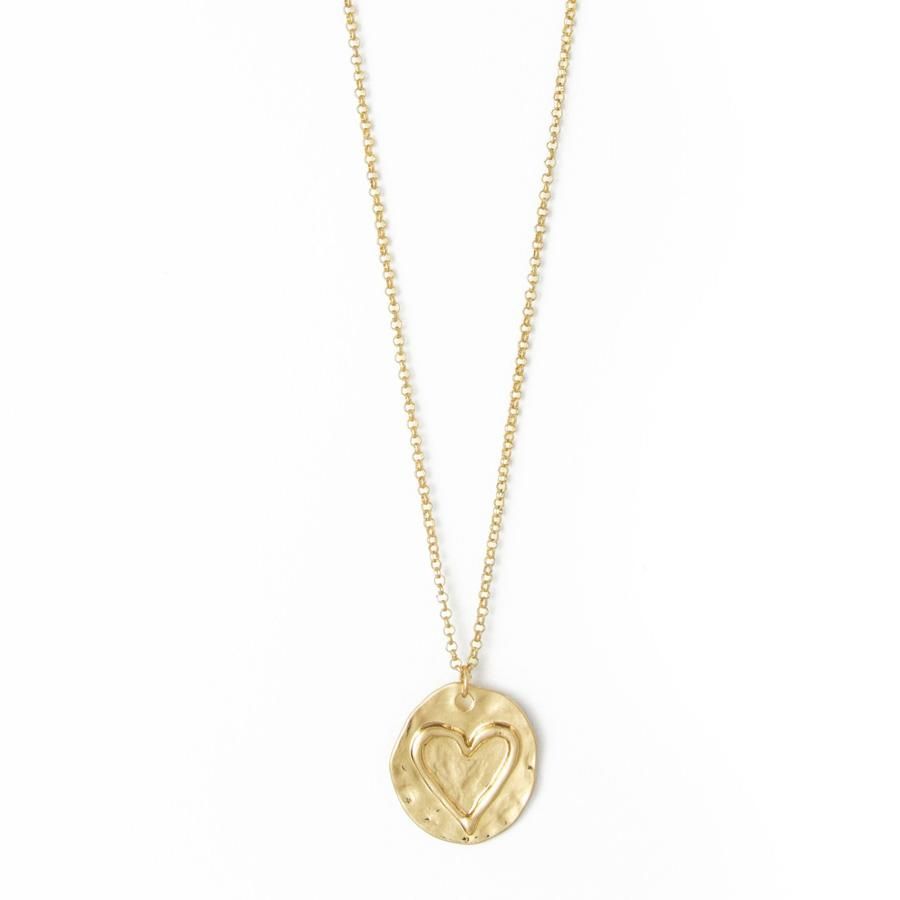 Hammered Heart Necklace - Gold