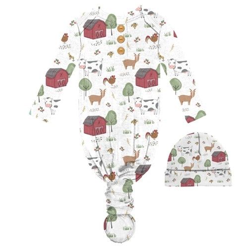 Happy Farms Infant Gown and Beanie Set