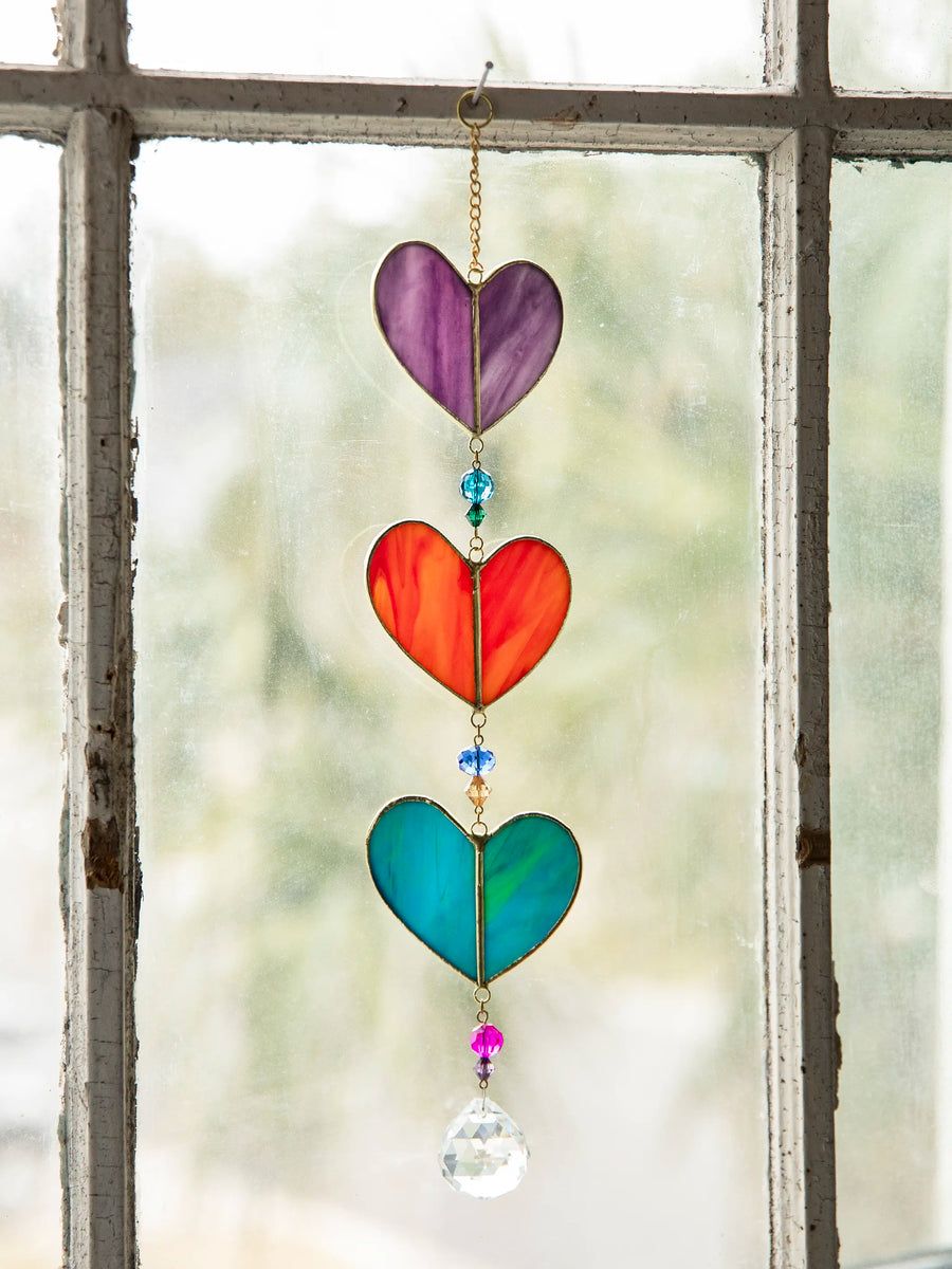 Heart Stained Glass Suncatcher Mobile