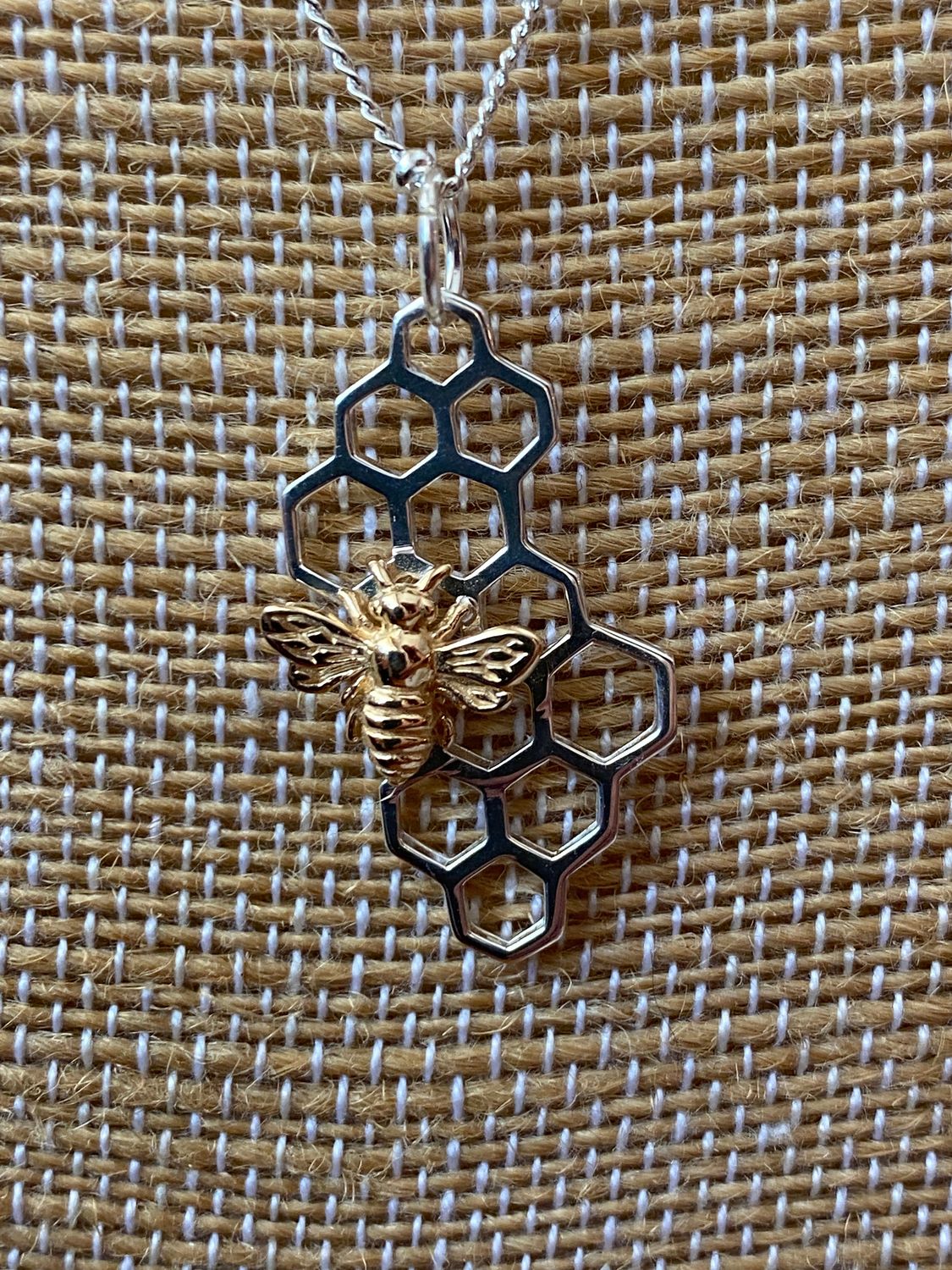 Honey Bee on Honey Comb Necklace