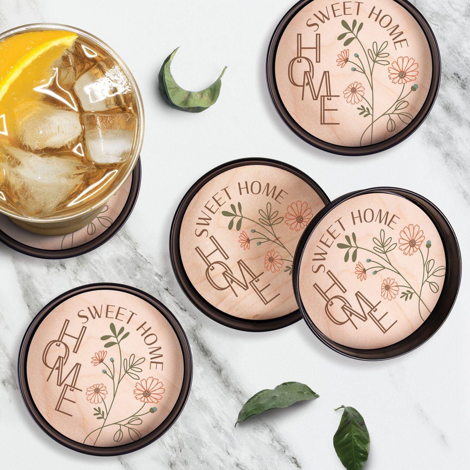 Home Sweet Home Mason Jar Lid Coaster Set