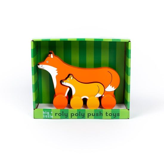 Fox Mommy and Baby Wooden Roller