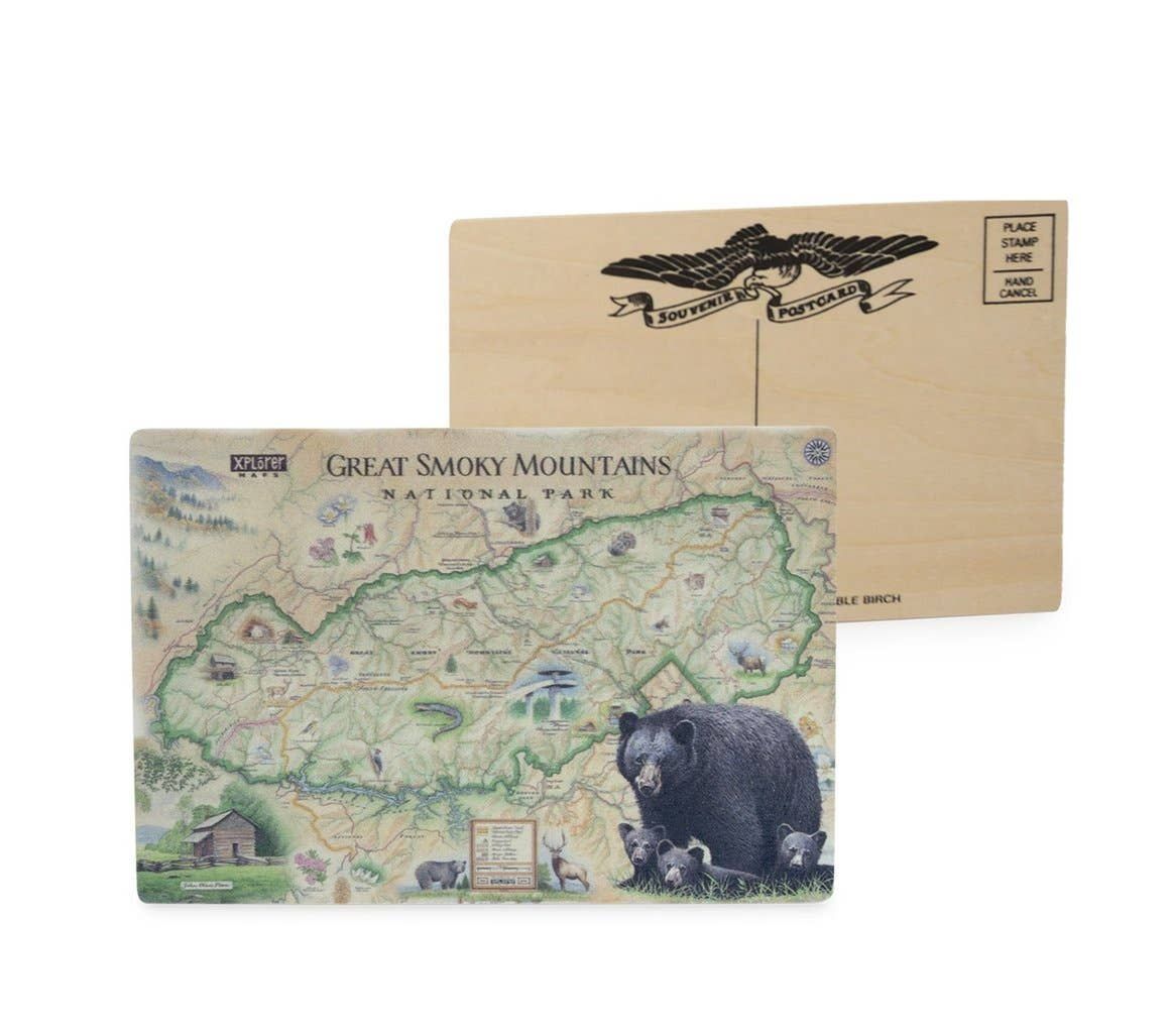 Great Smokies National Park Map Wooden Postcard