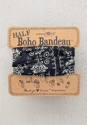 Half Boho Bandeau in Black Cream Mandala