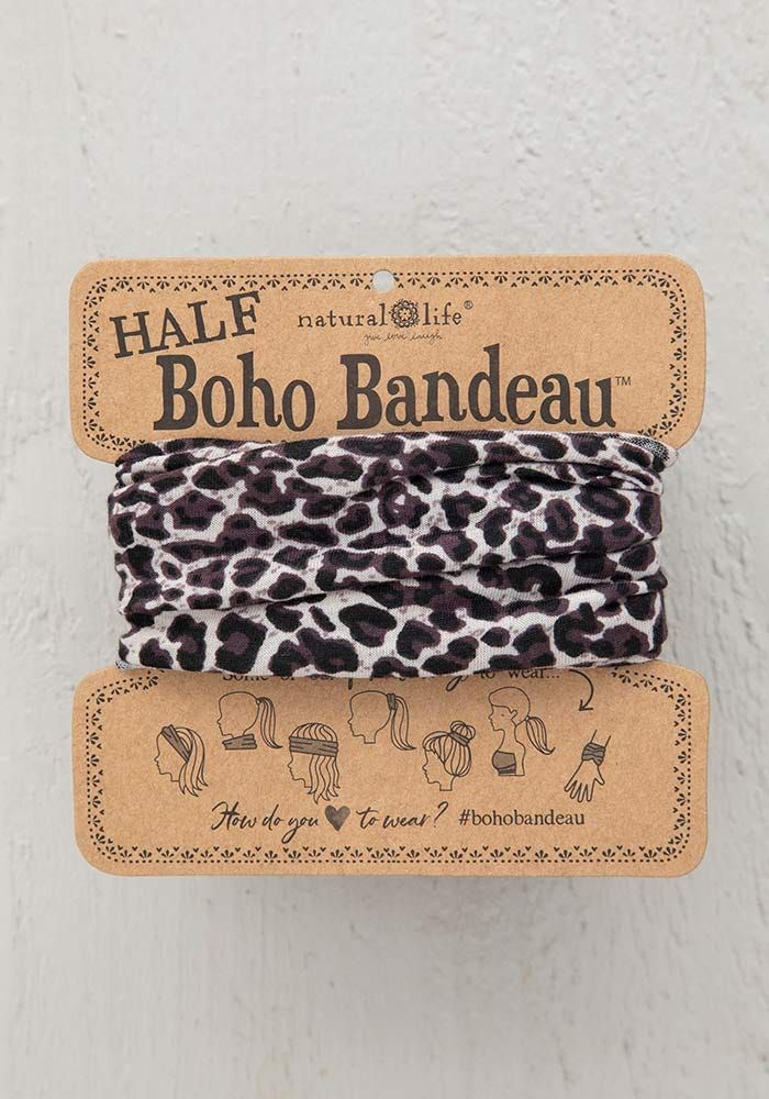 Half Boho Bandeau Gray Leopard