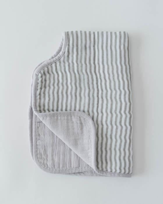 Grey Stripe Cotton Muslin Burp Cloth