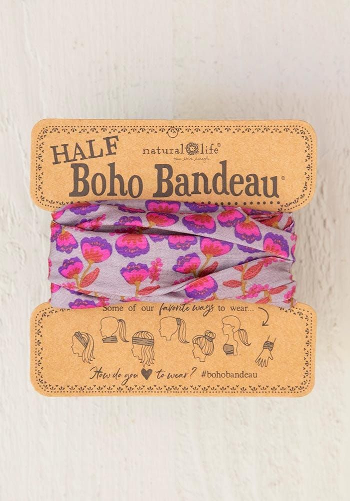 Half Boho Bandeau in Purple and Pink Tulips
