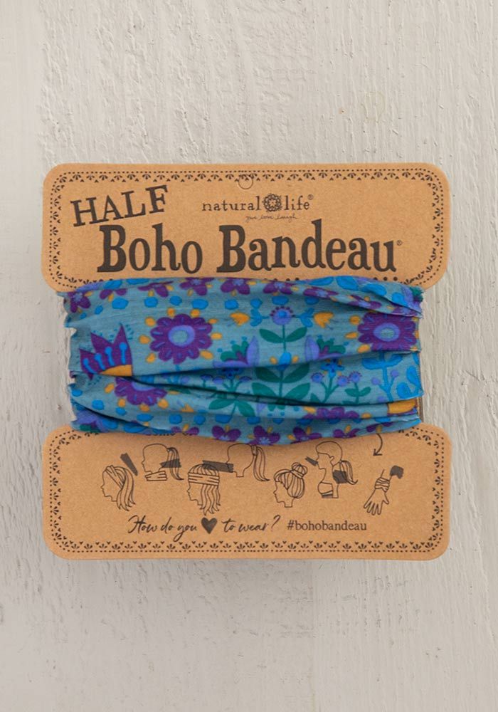 Half Boho Bandeau in Blue Floral Mandala