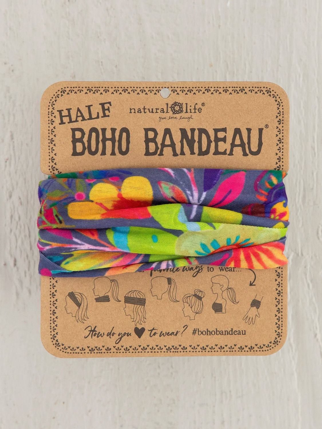Half Boho Bandeau® Headband - Charcoal Flower