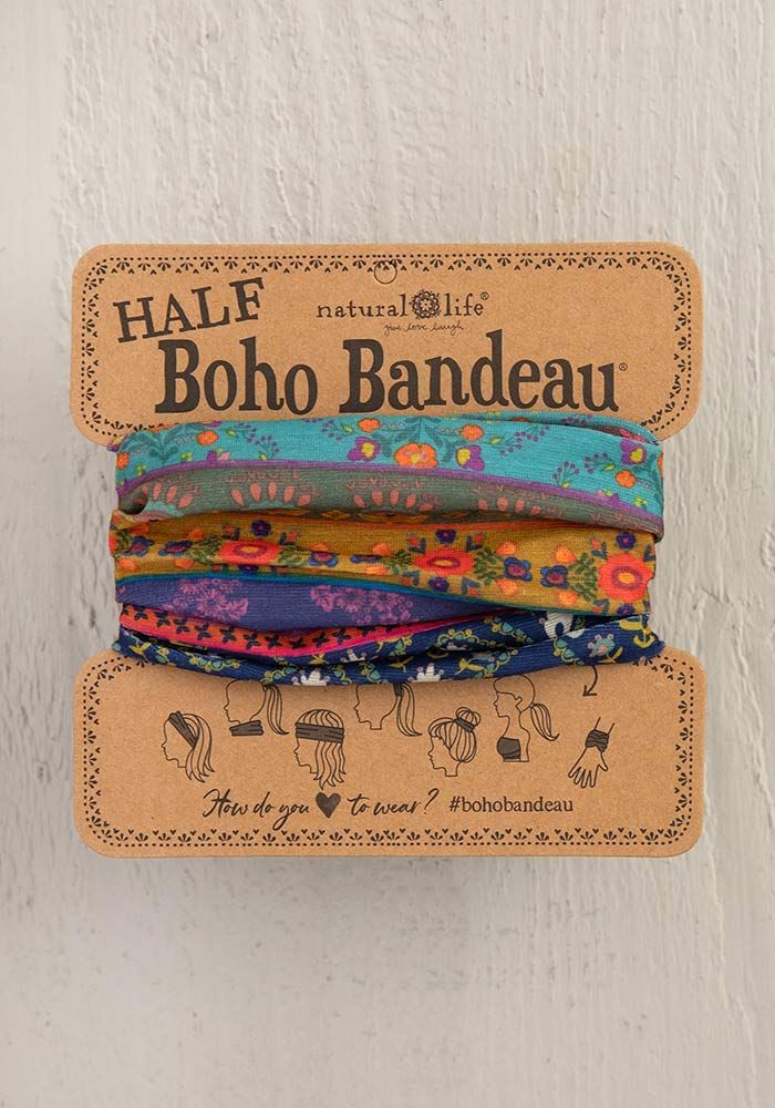 Half Boho Bandeau in Navy Floral Border