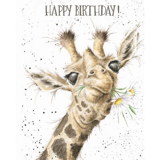 Giraffe &amp; Flowers Birthday Card