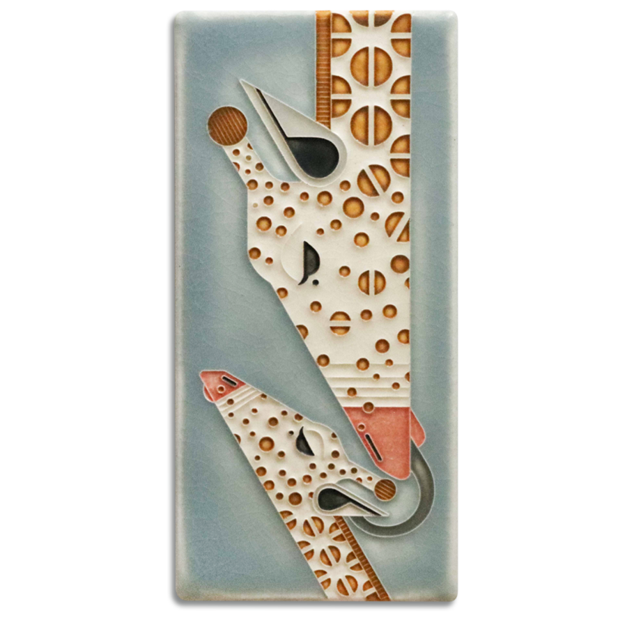 Giraffe and a Half Art Tile- 4x8 Storm Blue
