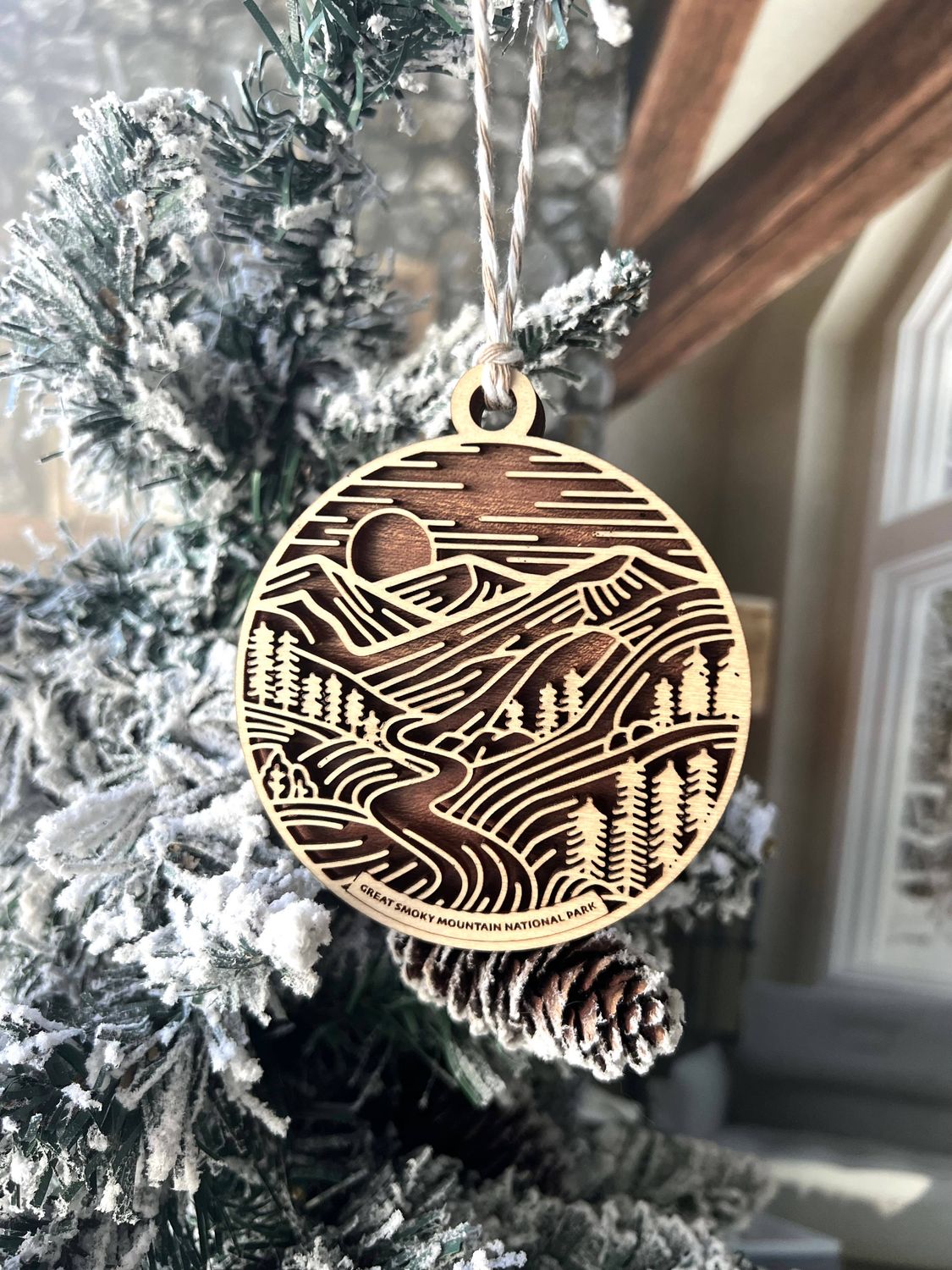 Great Smoky Mountains National Park Christmas Ornament Wood