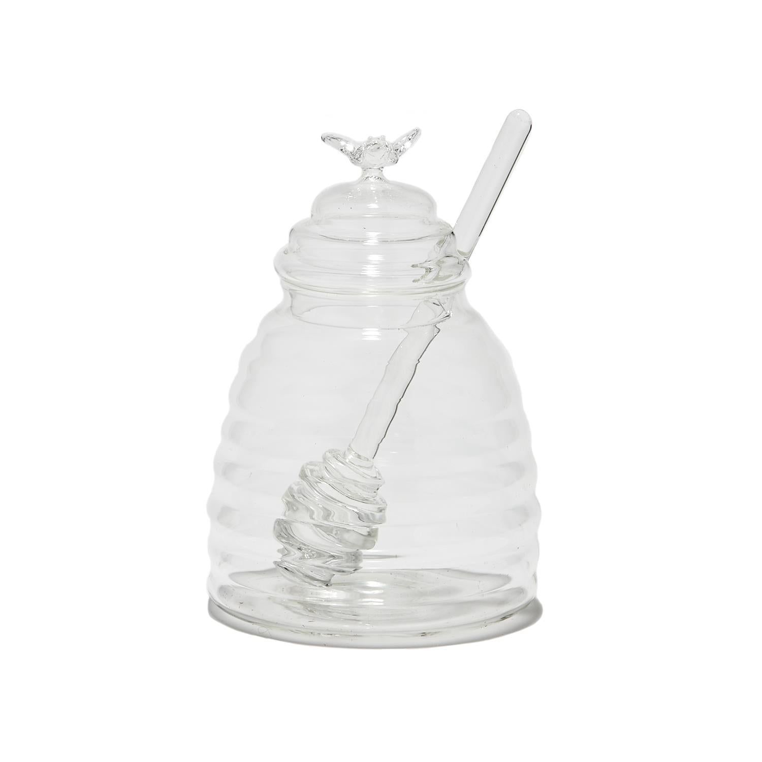 Handblown Glass Honey Pot