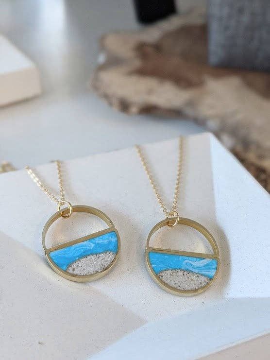 Half Circle Beach Scene Necklace