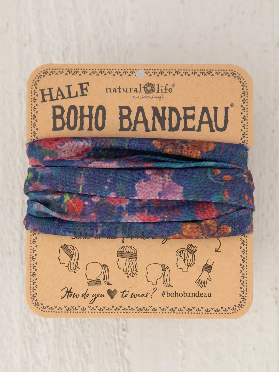 Half Boho Bandeau in Watercolor Indigo Floral