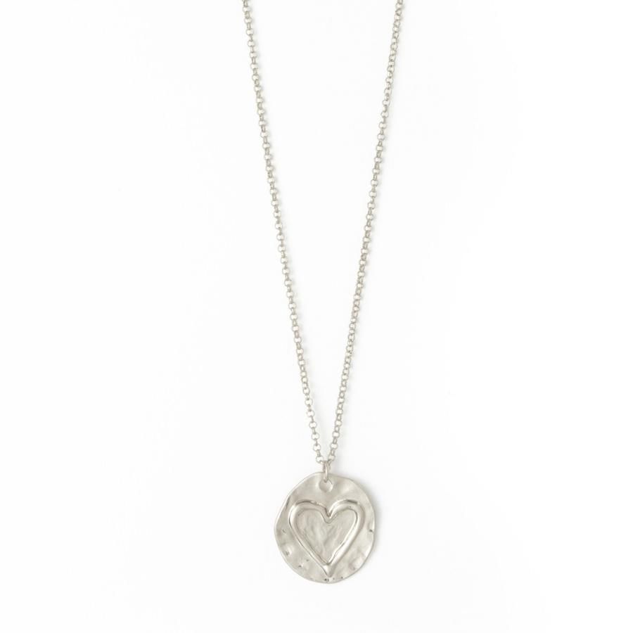 Hammered Heart Necklace - Silver