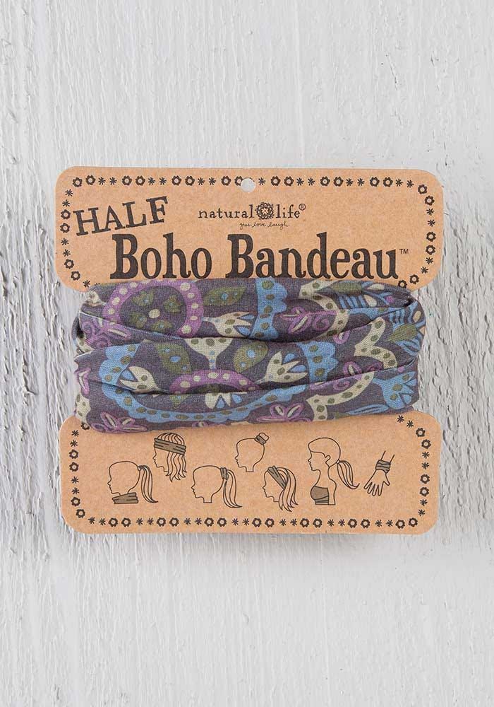 Half Boho Bandeau in Blue and Cream Mandala