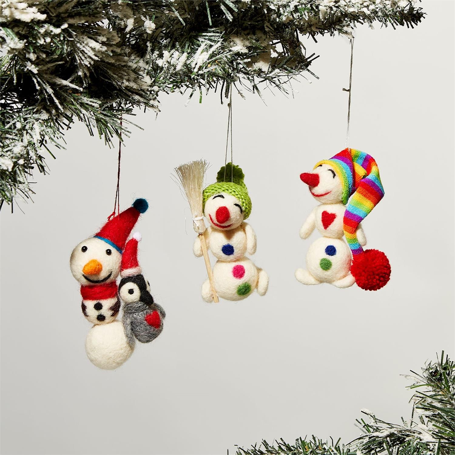 Handcrafted Felted Snowman Ornament