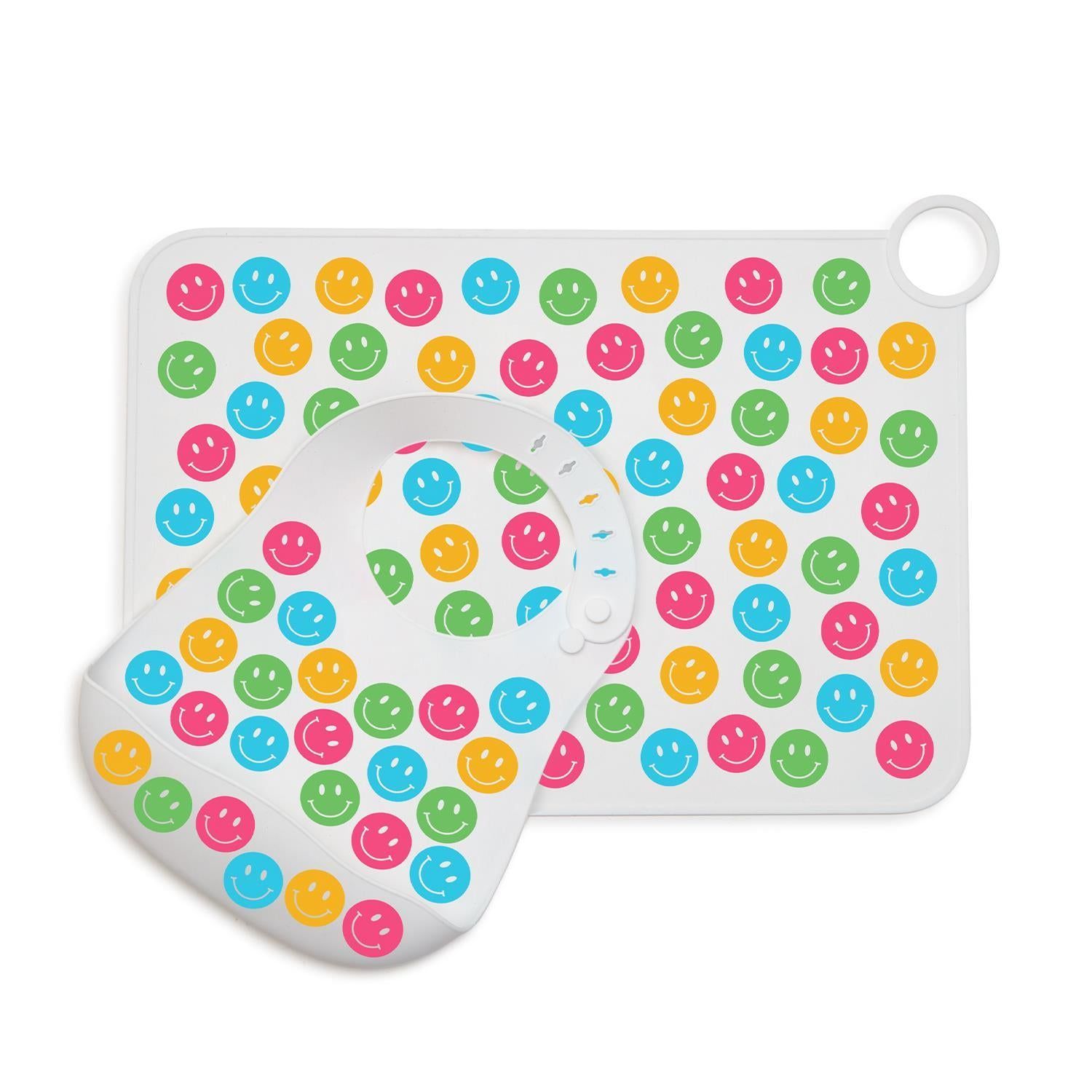 Happy Printed Mealtime Set - Bib &amp; Placemat