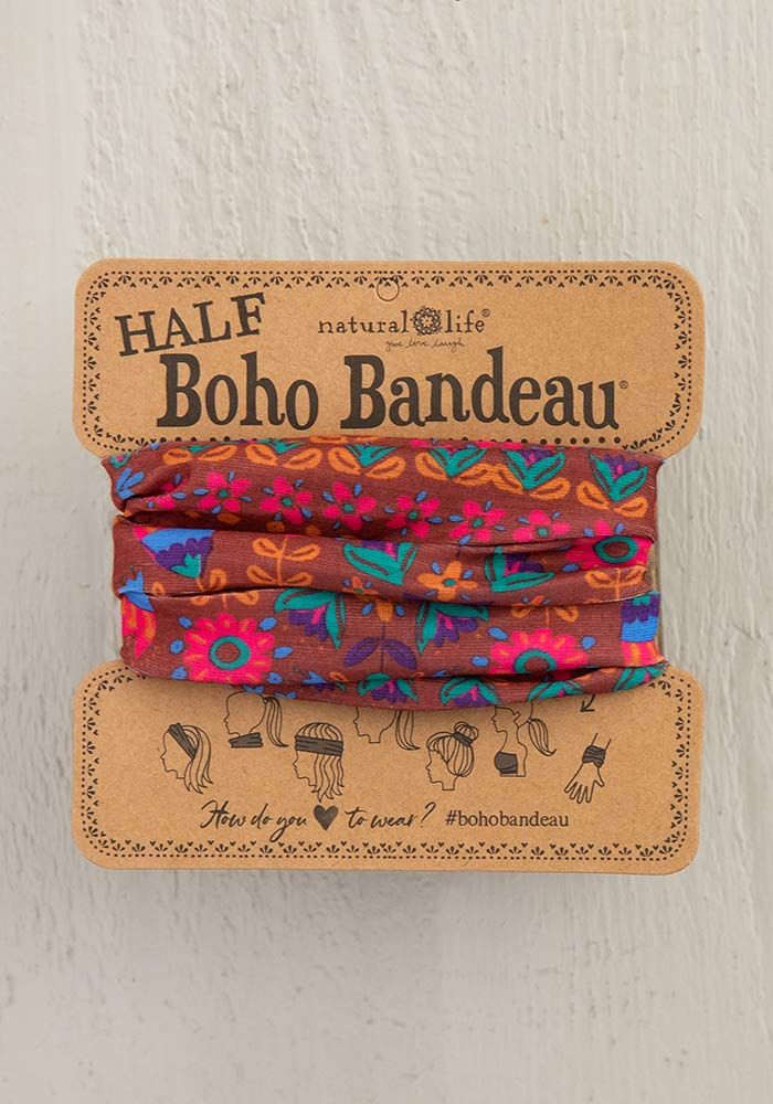 Half Boho Bandeau in Red Floral Mandala