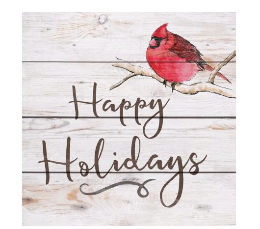Happy Holidays with Cardinal Pallet Sign