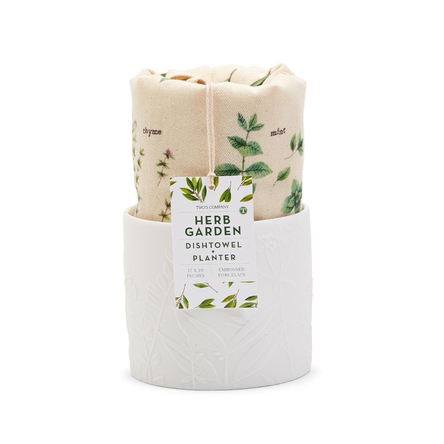 Herbs Dishtowel &amp; Planter Gift Set