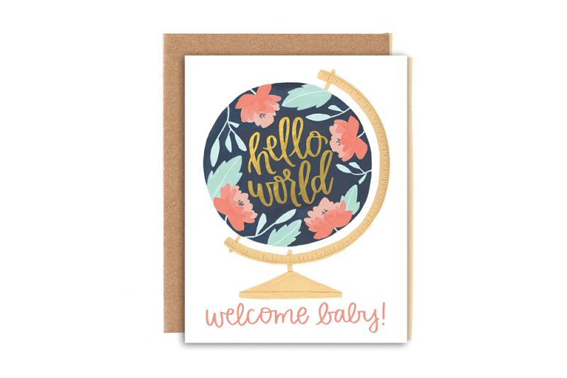 Hello World- Baby Greeting Card