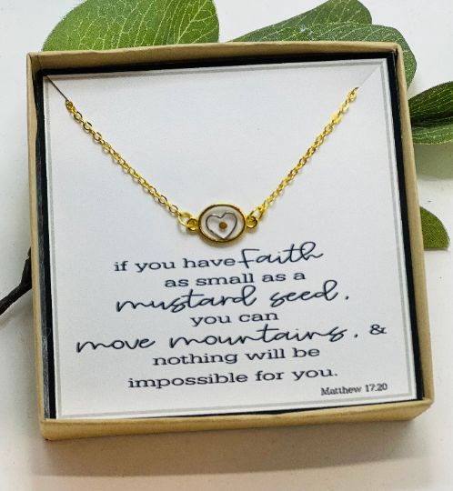 Heart Mustard Seed Necklace