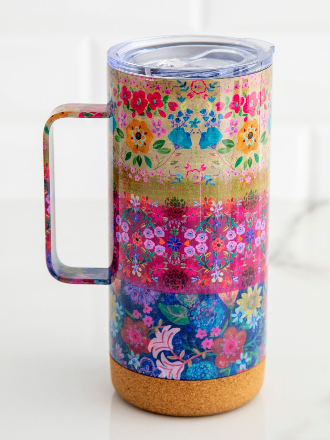 Jewel Border Cork Coffee Tumbler