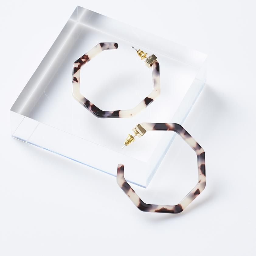 Ivory Tortoise Polygon Earrings