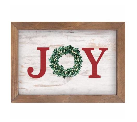 Joy Framed Art with Wreath