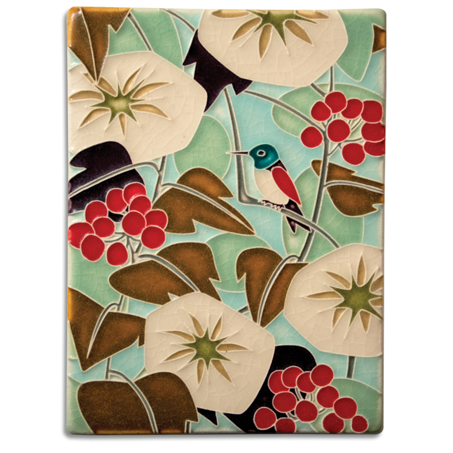 Hummingbird Art Tile- 6x8 Cream