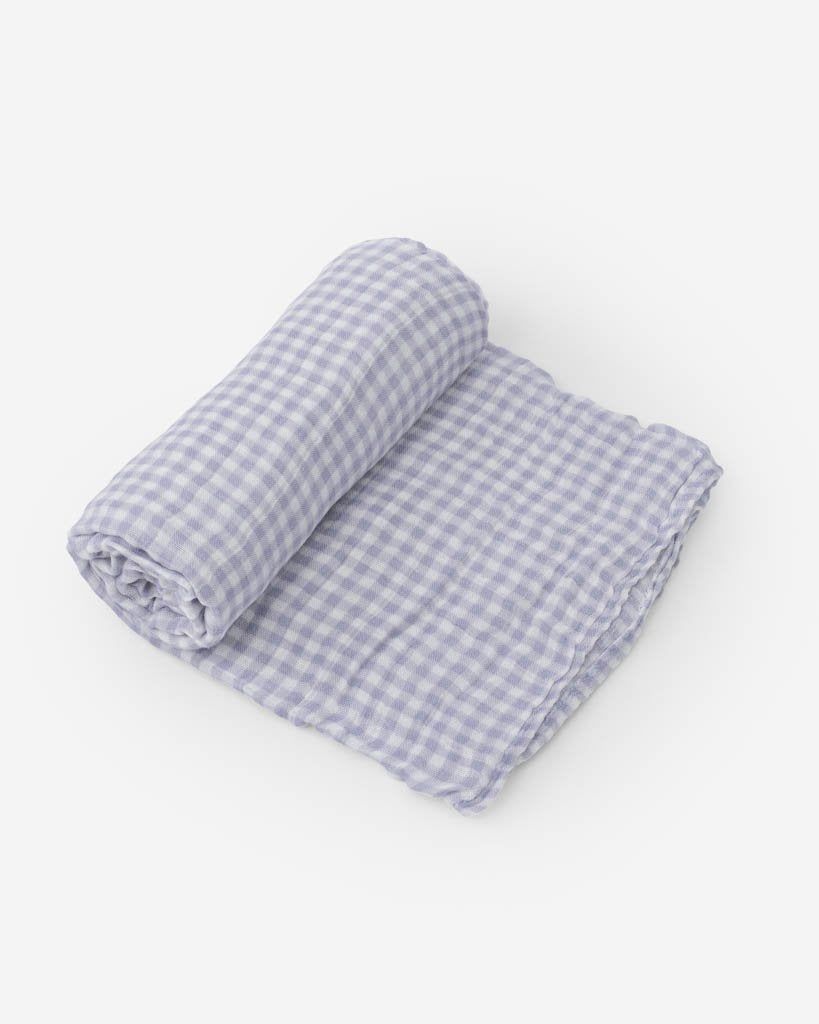 Lavender Gingham Deluxe Muslin Swaddle Blanket