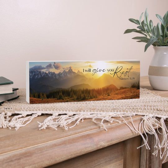 I Will Give You Rest Wood Block Decor