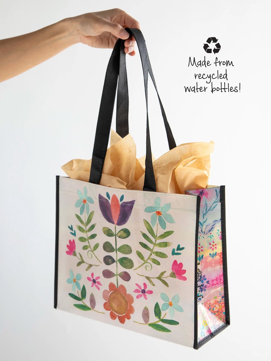 Large Happy Bag™ Cream Folk Flower