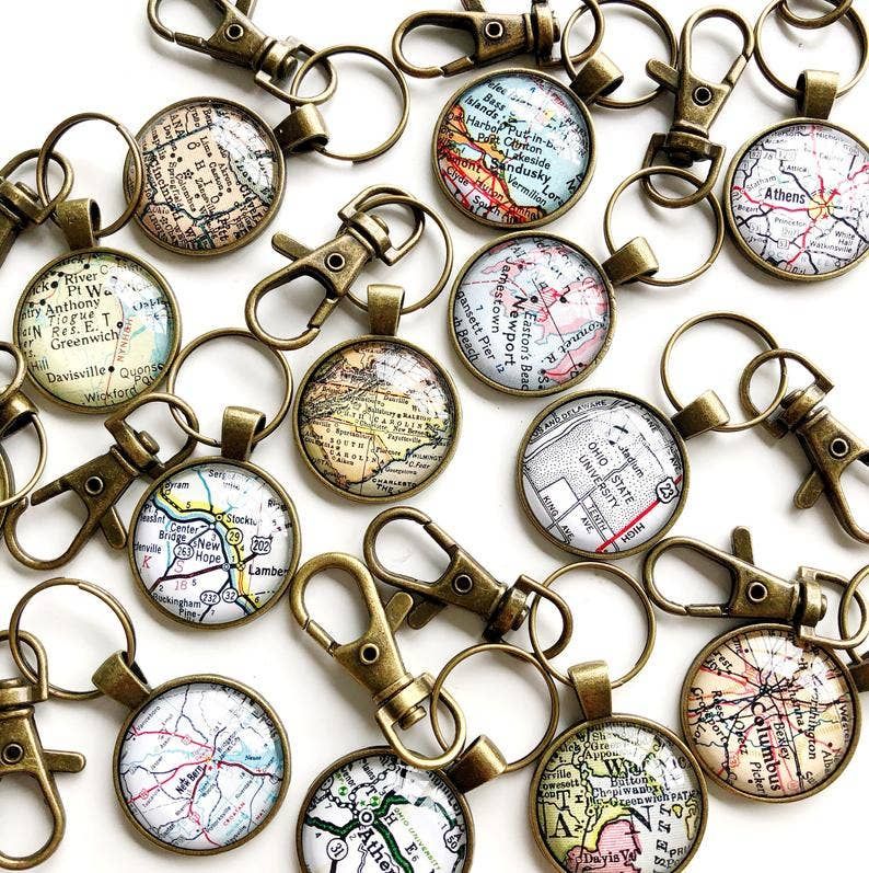Map Keychain Personalized Key Chain Map Key Holder