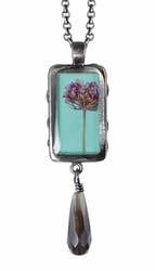 Laceflower Small Rectactangular Necklace with Crystal Drop