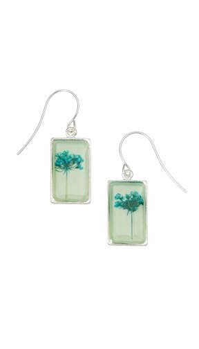 Lace Flower Seafoam Rectangle Earrings