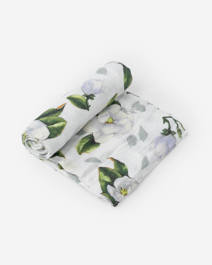 Magnolia Blossoms Cotton Muslin Swaddle Blanket